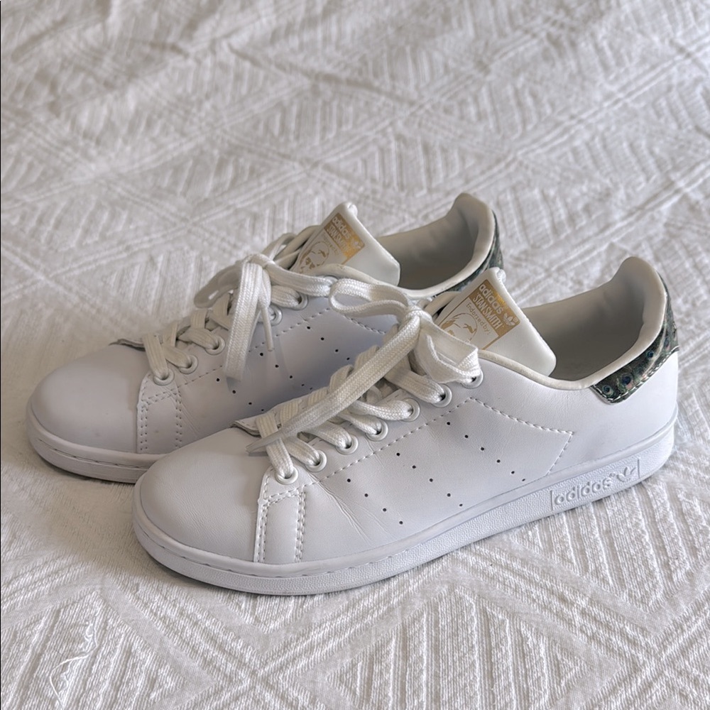 Adidas Adidas Stan Smith White Sneakers with Peacock Pattern Size 7